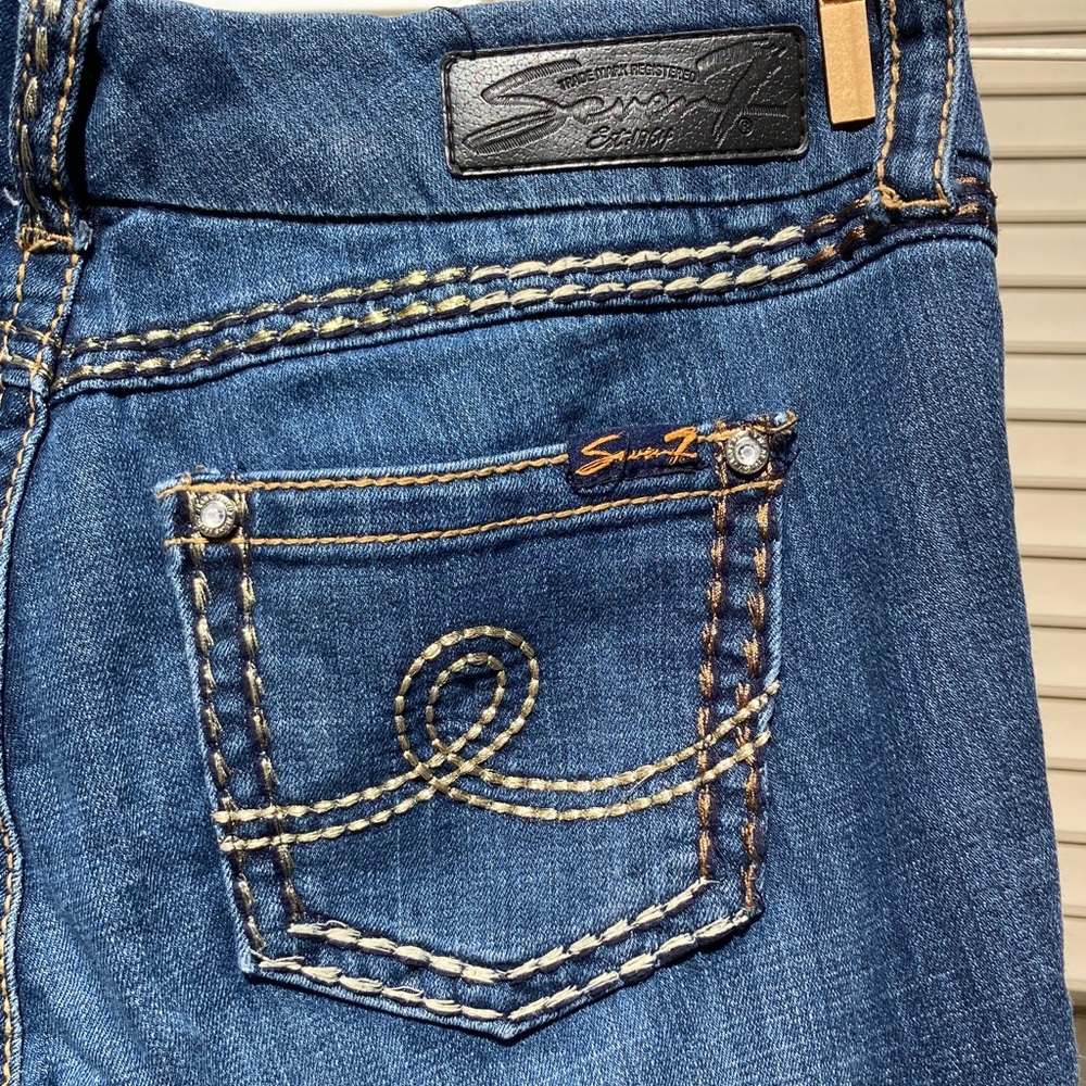 SEVEN 7 Jeans Swirl Bling Blingy Black Label Skinny Womens 34 Waist Size 6